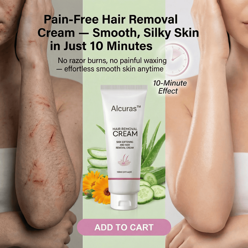 Alcuras™Purely Natural Pain-Free Hair Removal Cream|Hair-Free Skin in Just 10 Minutes — No Razor Needed