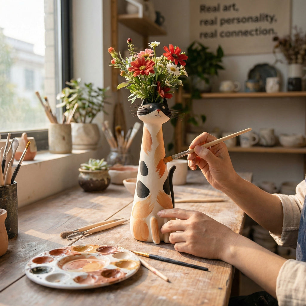 🔥 Final Day! Whisker & Bloom — Hand-Painted Cat Vases — Own Yours Today